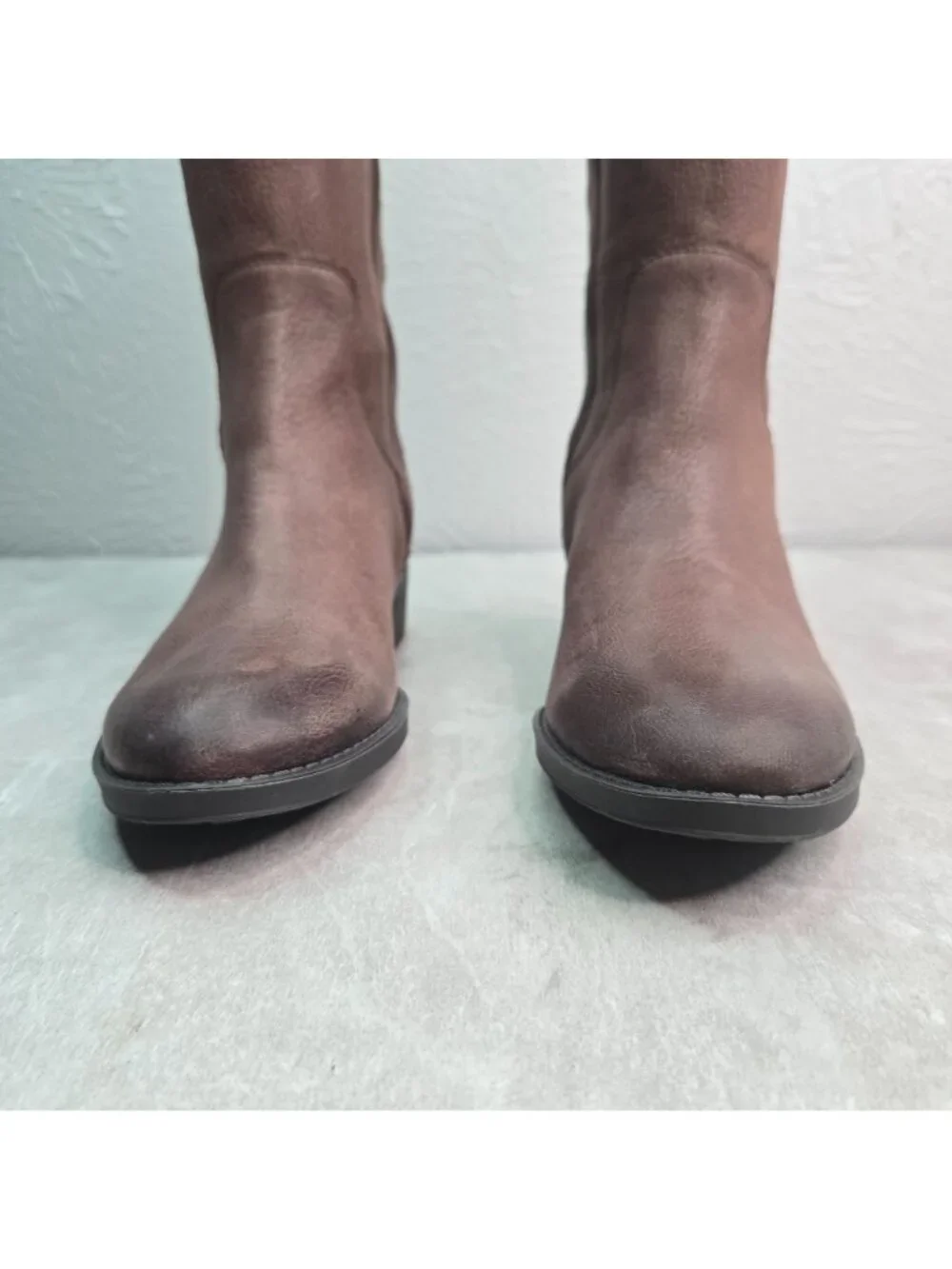 Vince Camuto Equestrian Boots‎ Sz 5 Brown Leather Knee High Tall Western Riding